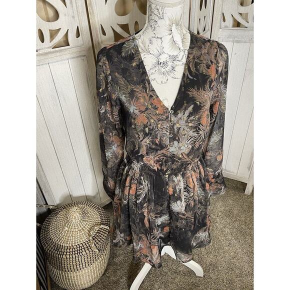 Amuse Society Midi Dress Feather Floral Dress Boho Whimsy Size Small - Picture 1 of 6